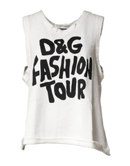 Dolce & Gabbana White Graphic CrewNeck Sleeveless Tank T-shirt