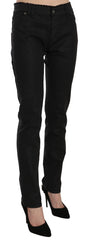 John Galliano Black Mid Waist Skinny Cotton Casual Denim Jeans