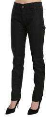 John Galliano Black Mid Waist Skinny Cotton Casual Denim Jeans