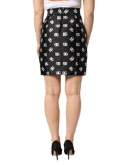 Dolce & Gabbana Black Dg Logo Pencil Cut High Waist Mini Skirt