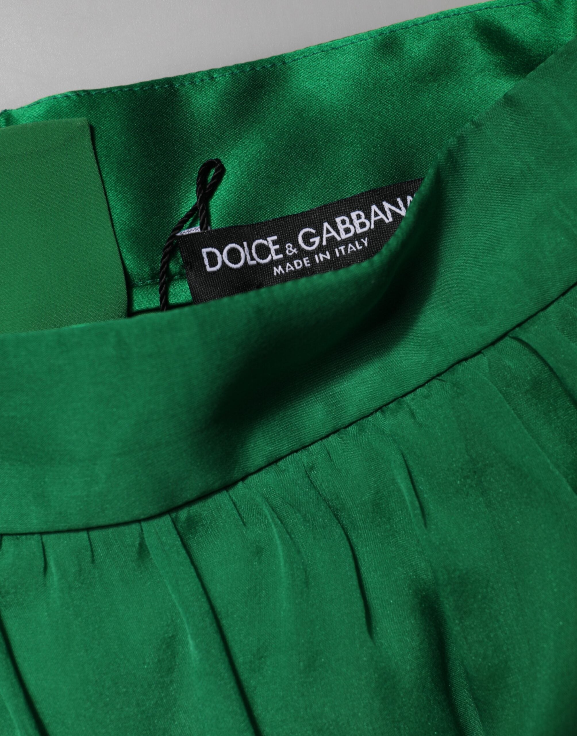 Dolce & Gabbana Green Silk High Waist Women Hot Pants Shorts