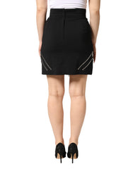 Dolce & Gabbana Black Polyester Zipper High Waist Mini Skirt