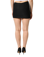 Dolce & Gabbana Black Cotton Pencil Cut High Waist Mini Skirt