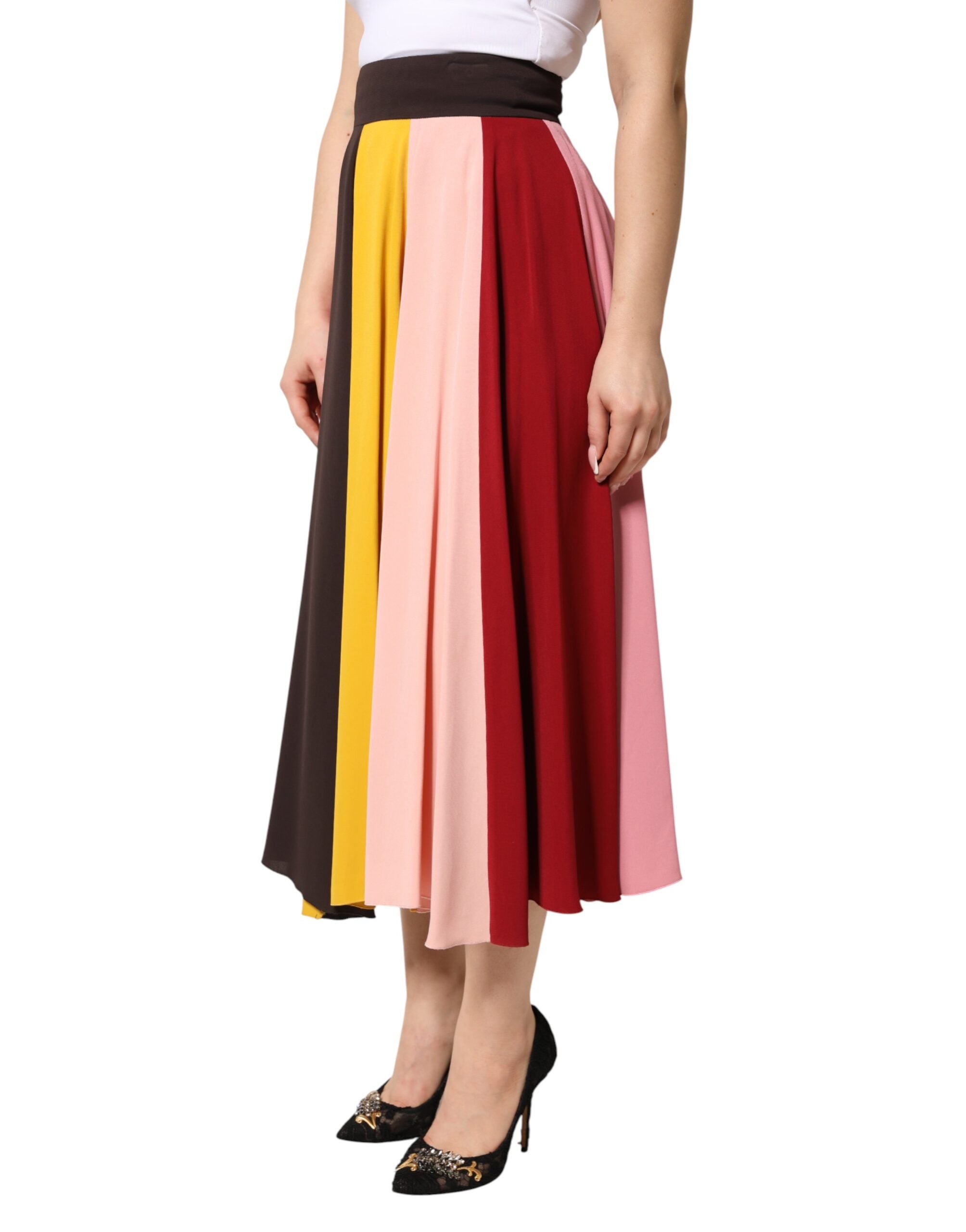 Dolce & Gabbana Multicolor Viscose High Waist Midi Skirt