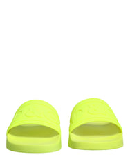 Dolce & Gabbana Green Rubber Slides Sandals Beachwear Shoes
