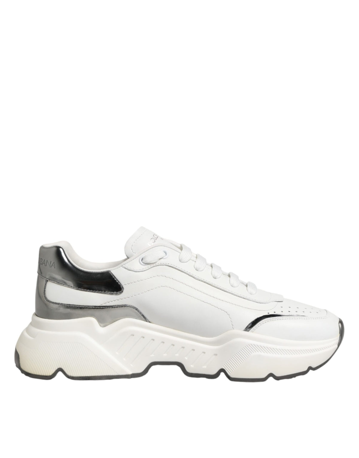 Dolce & Gabbana White Silver Daymaster Low Top Sneakers Shoes