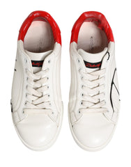 Dolce & Gabbana White Red Portofino Low Top Men Sneakers Shoes