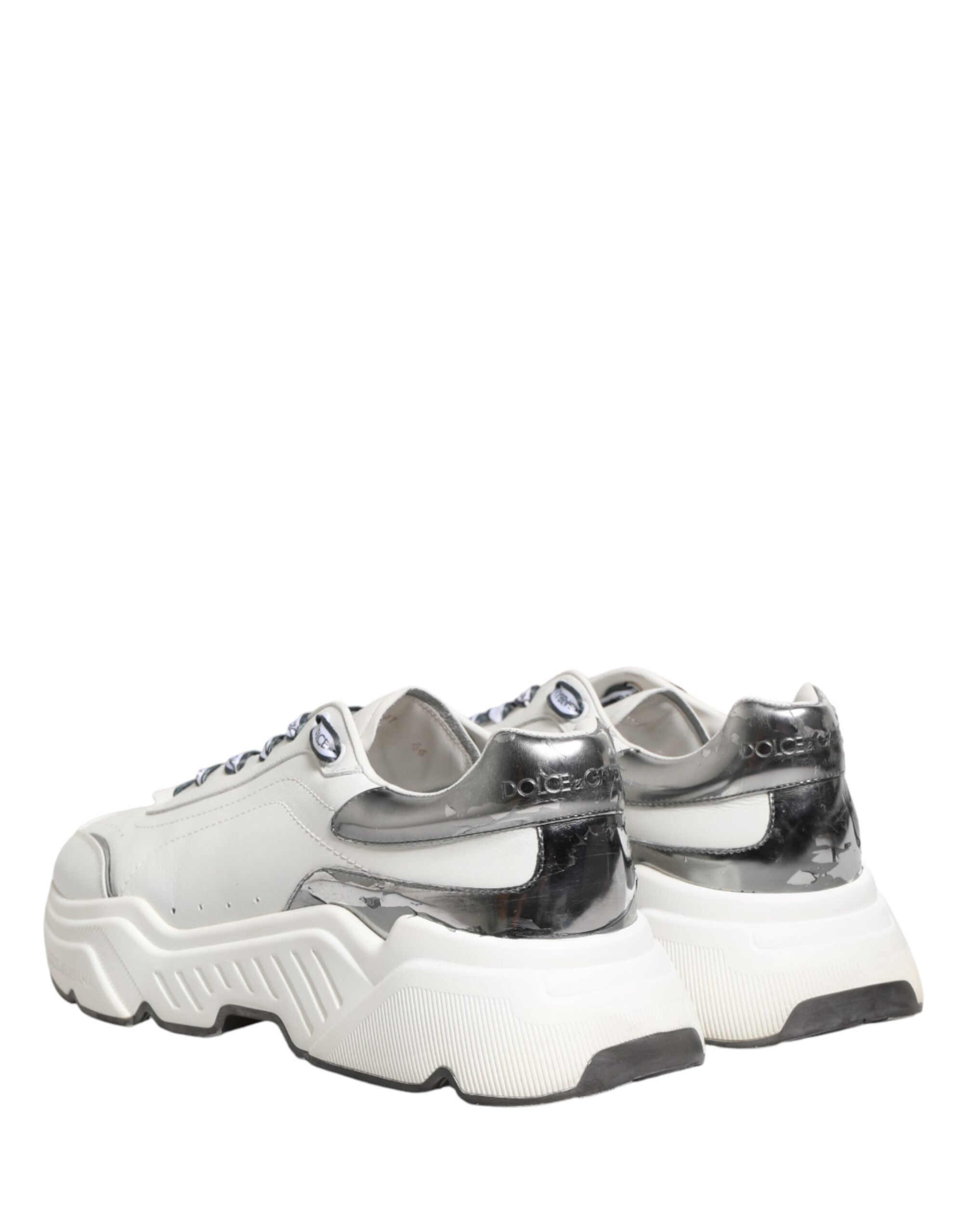 Dolce & Gabbana White Silver Daymaster Low Top Sneakers Shoes