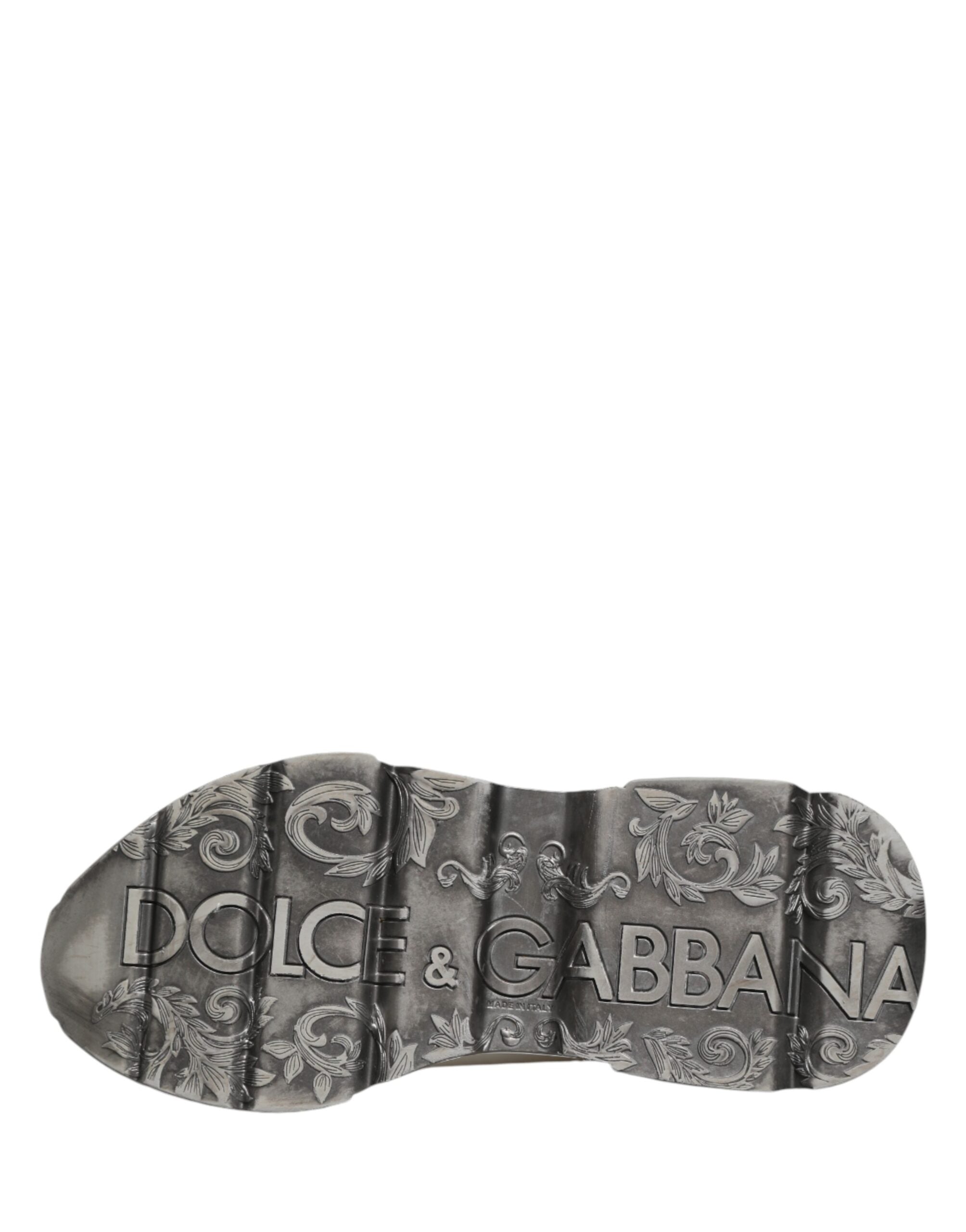 Dolce & Gabbana White Silver Daymaster Low Top Sneakers Shoes