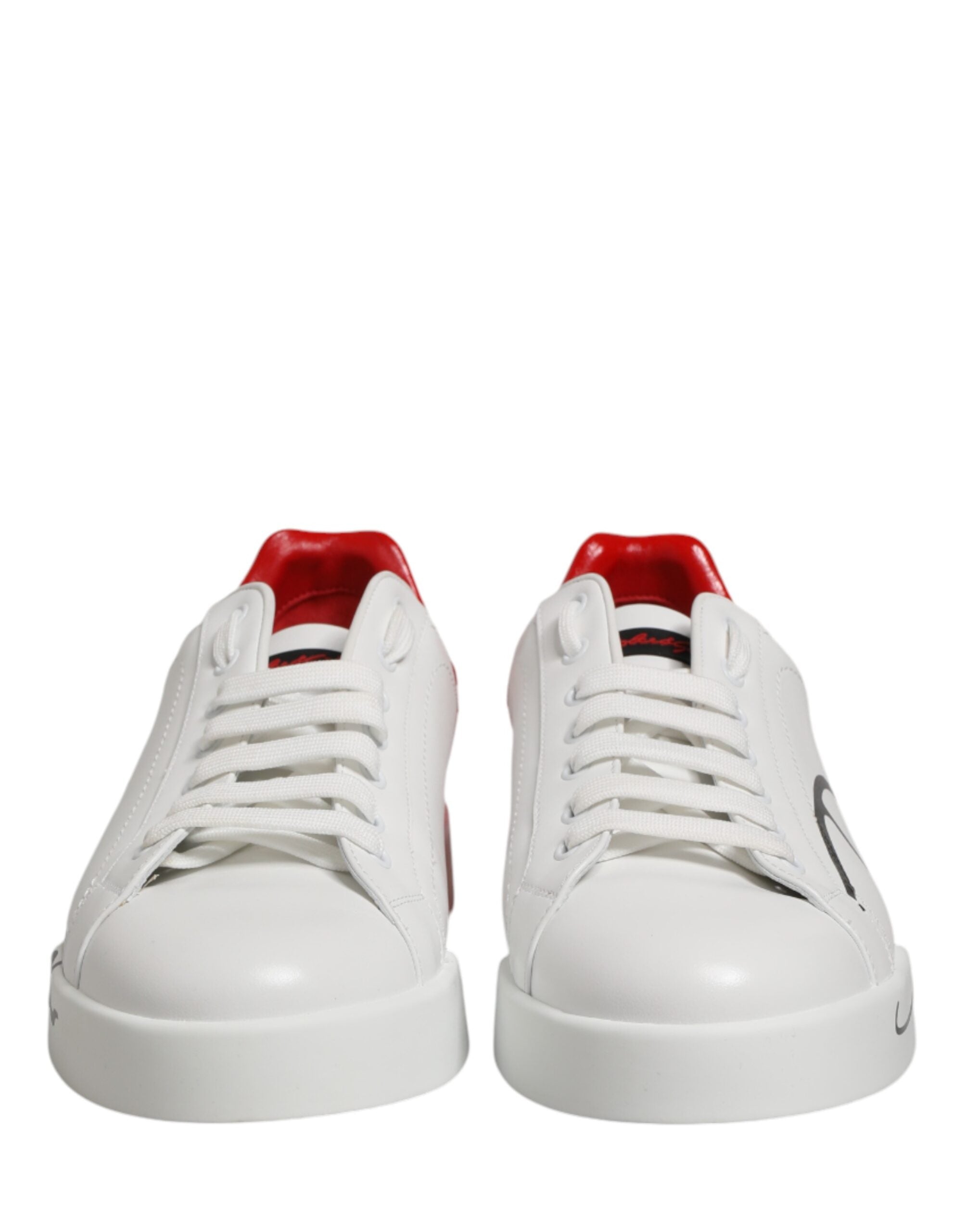Dolce & Gabbana White Red Portofino Low Top Men Sneakers Shoes