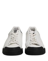 Dolce & Gabbana Black White Leather Low Top Sneakers Shoes