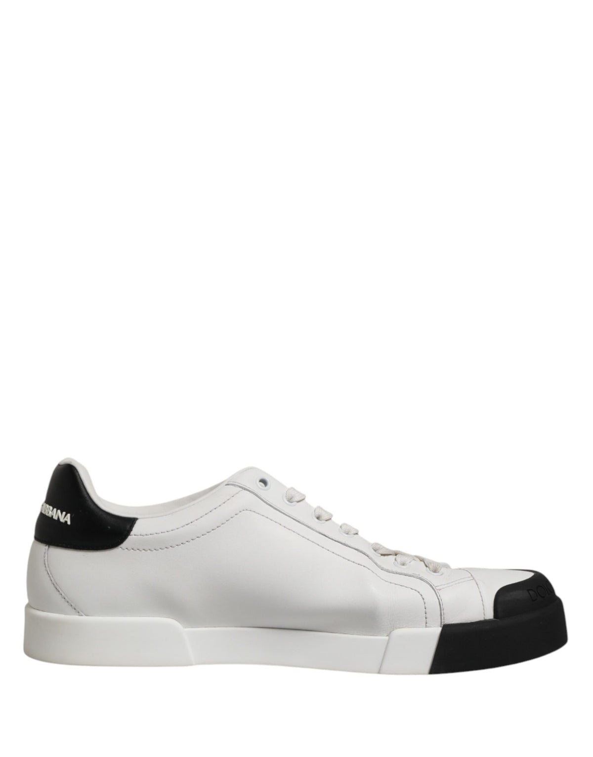 Dolce & Gabbana Black White Leather Low Top Sneakers Shoes