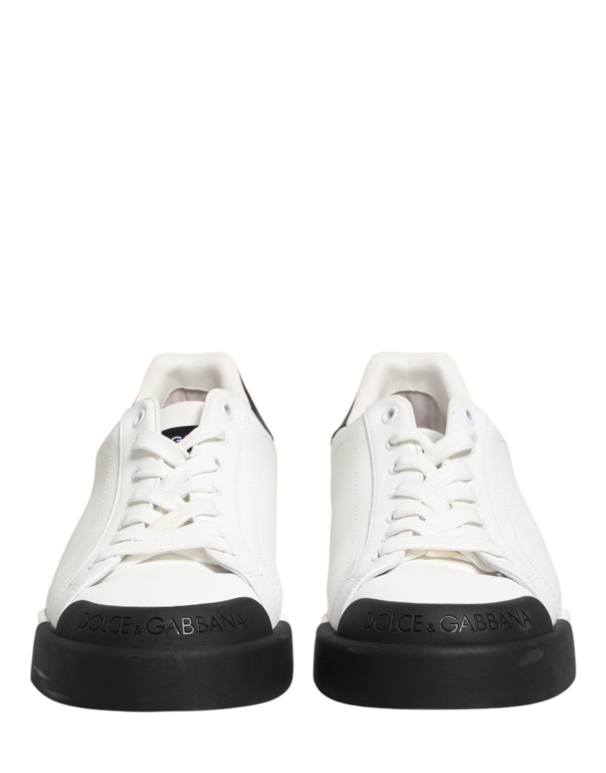Dolce & Gabbana Black White Leather Low Top Sneakers Shoes