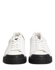 Dolce & Gabbana Black White Leather Low Top Sneakers Shoes