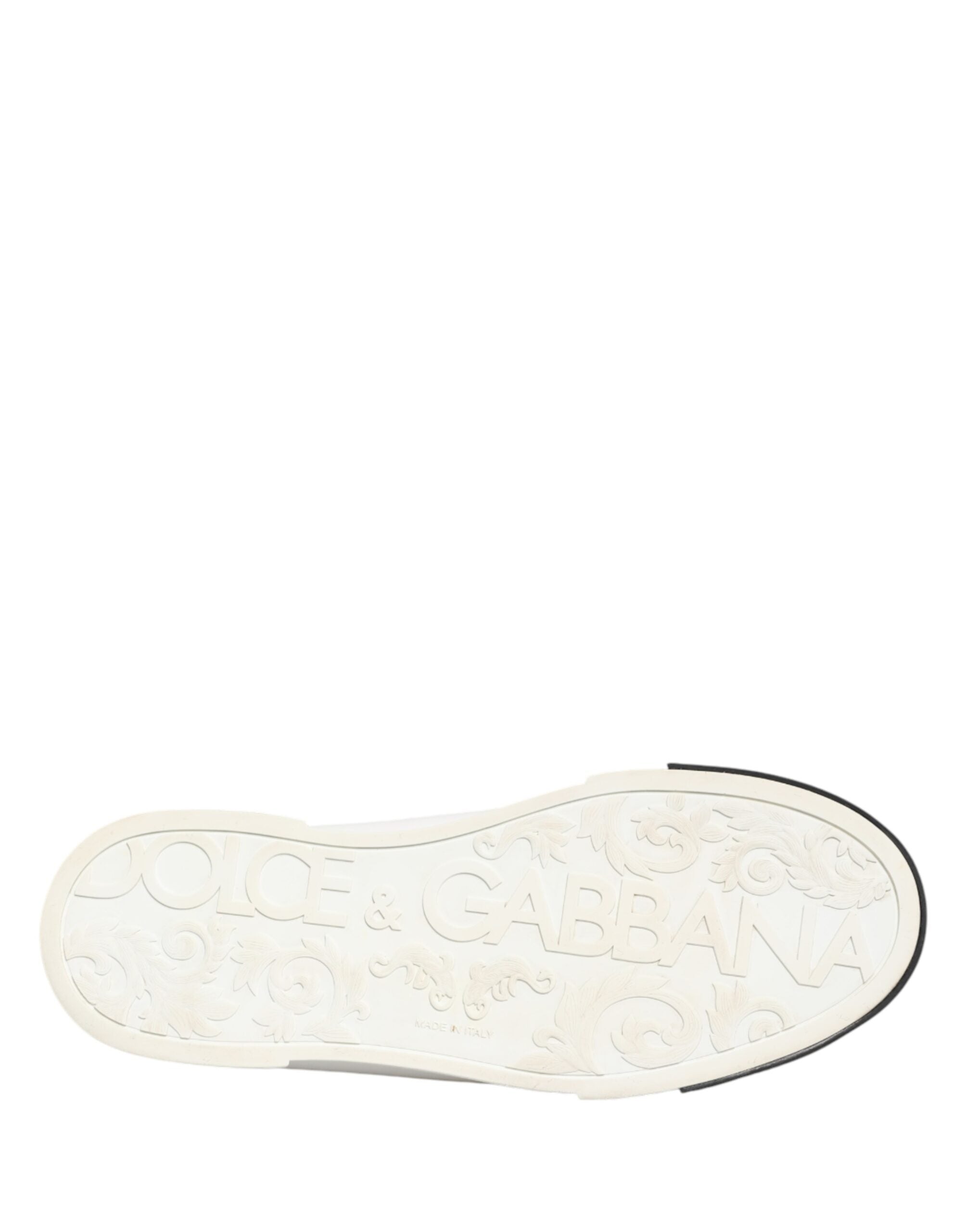 Dolce & Gabbana Black White Leather Low Top Sneakers Shoes