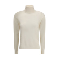Max Mara White Wool Turtleneck