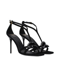 Balmain Black Leather Stiletto Heel Sandals