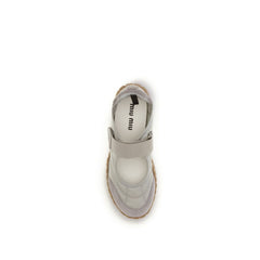 Miu Miu Gray Recycled Polyamide Ballet Flats
