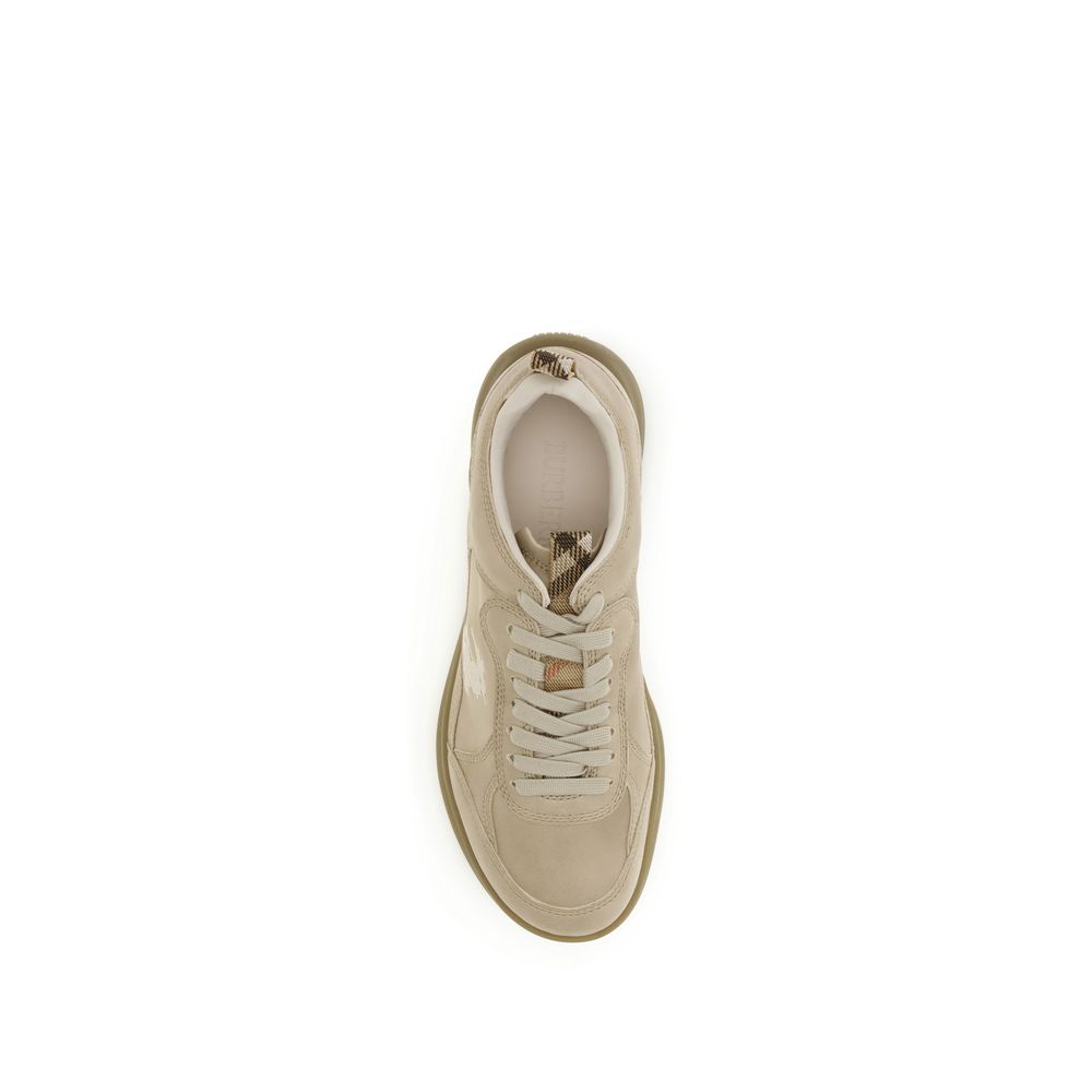 Burberry Beige Calf Leather Bos Taurus Athletic Sneakers