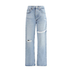 Agolde Light Blue Cotton Straight-Leg Jeans