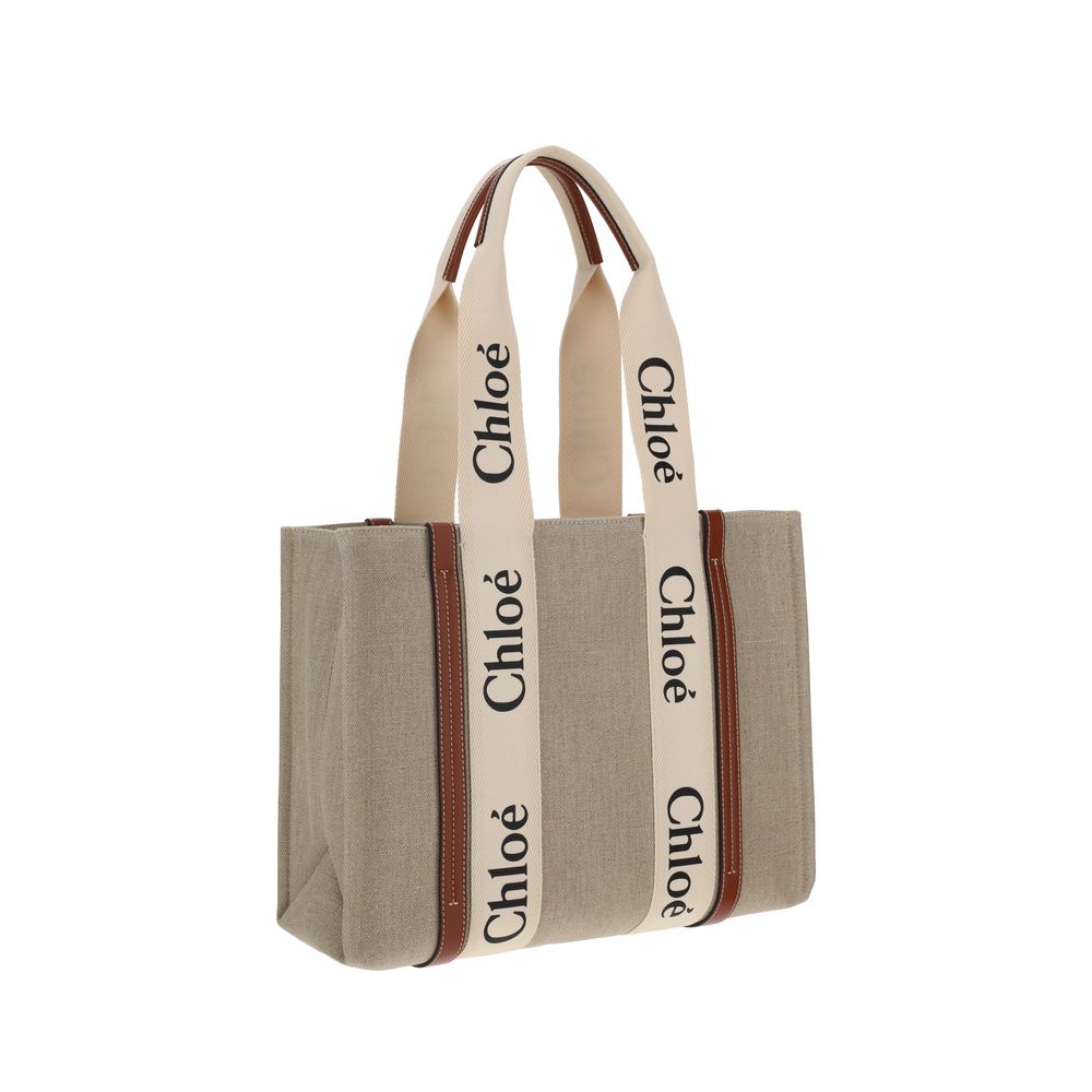 Chloé Beige Linen Shoulder Bag