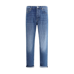 Brunello Cucinelli Blue Cotton Straight-Leg Jeans