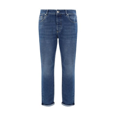 Brunello Cucinelli Blue Cotton Straight-Leg Jeans