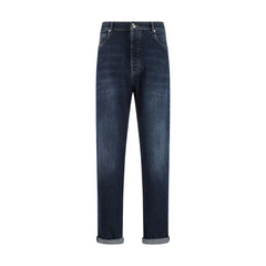 Brunello Cucinelli Blue Cotton Straight-Leg Jeans