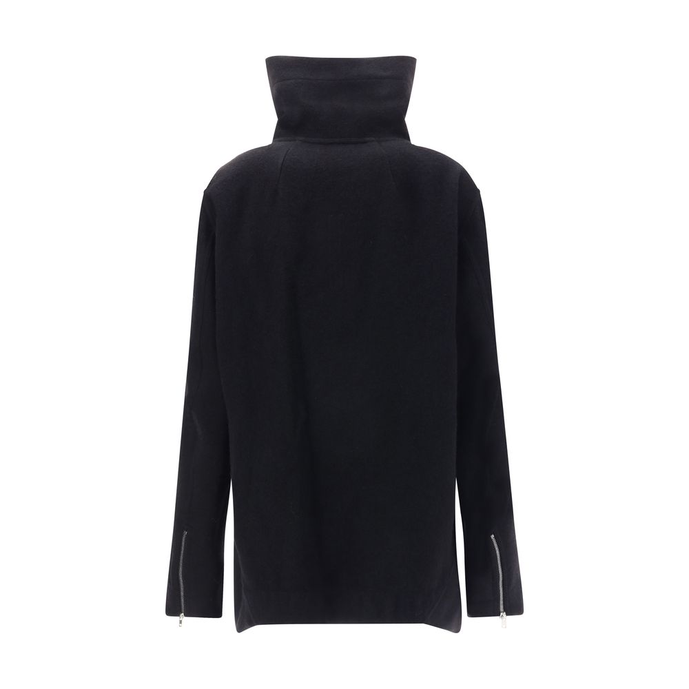 Rick Owens Black Fleece Wool Biker Jacket