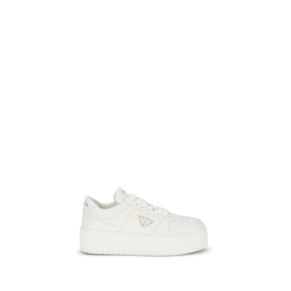 Prada White Calf Leather Bos Taurus Platform Sneakers