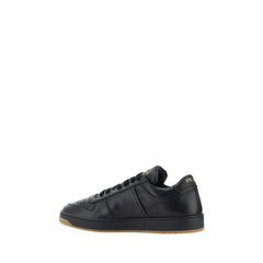 Prada Black Calf Leather Bos Taurus Low Top Sneakers