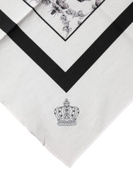 Dolce & Gabbana White Crown Cotton Men Square Foulard Scarf