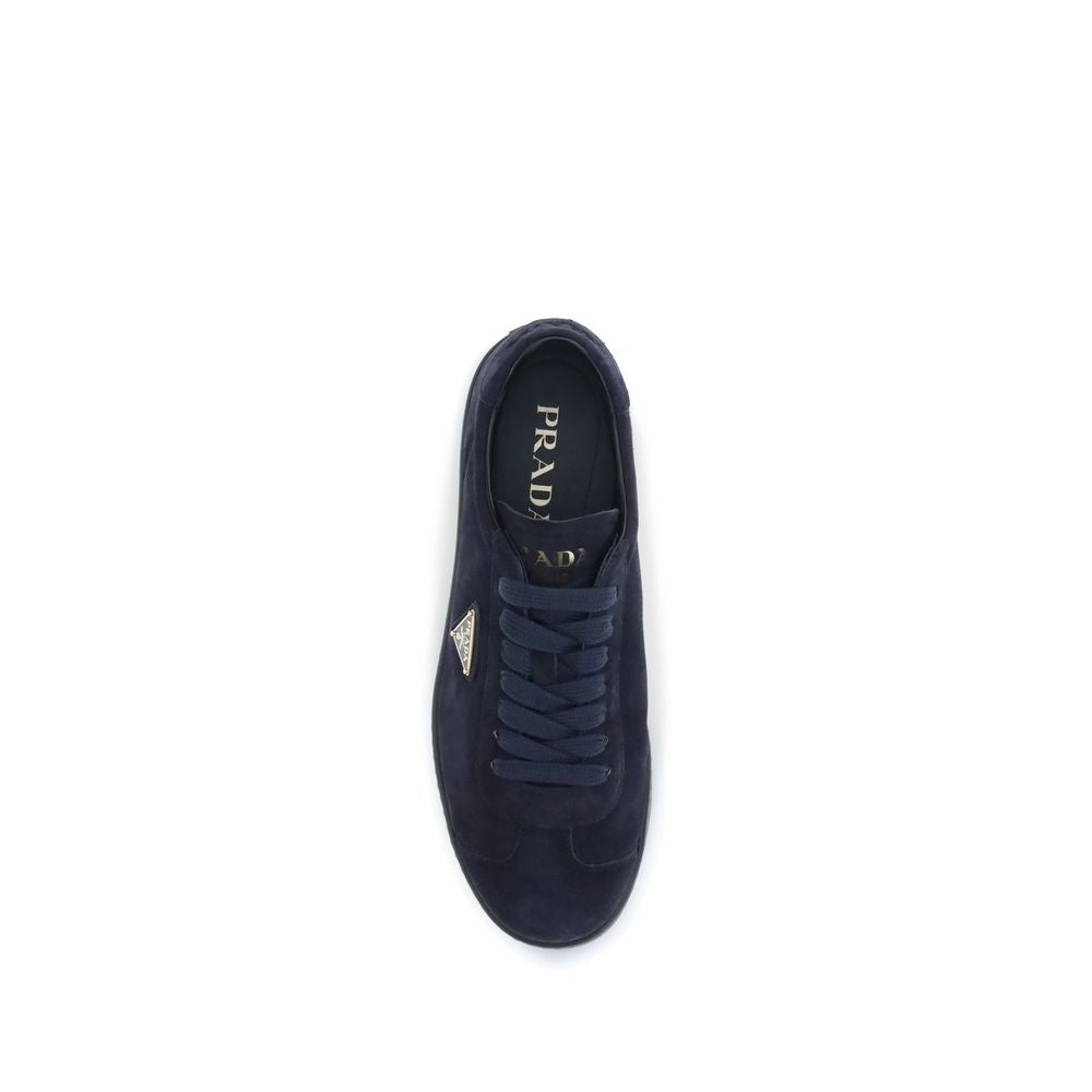 Prada Blue Calf Leather Bos Taurus Low Top Sneakers
